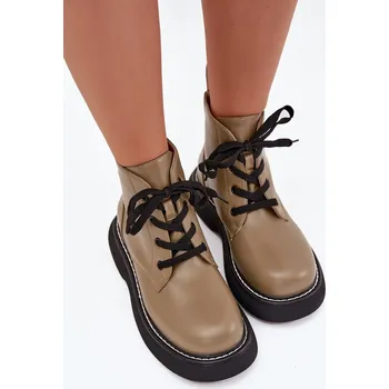 Dámské kozačky Zateplené dámské kotníkové boty na platformě na šněrování světlé Harmine Barva: Zelená, Velikost: 36