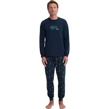 Pánské pyžamo Vamp pánské bavlněné pyžamo s dlouhým rukávem 19660 velikost XXL