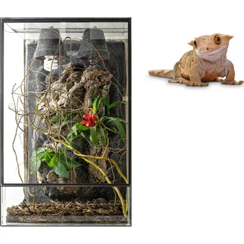 Terárium Kompletně zařízené terárium pro pagekona 40x40x80 cm
