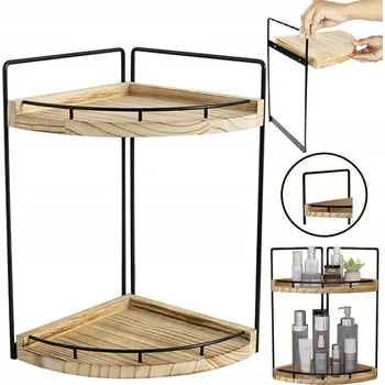 police Bambusová nástěnná police, 2 police, do koupelny, kuchyně, rohový úložný regál