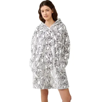 Dámský župan Dámské pončo s kapucí 21463 light gray velikost M