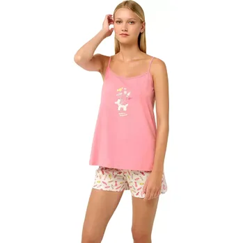 Dámské pyžamo Dámské dvoudílné pyžamo na ramínka Vamp 22275 pink sea velikost XXL