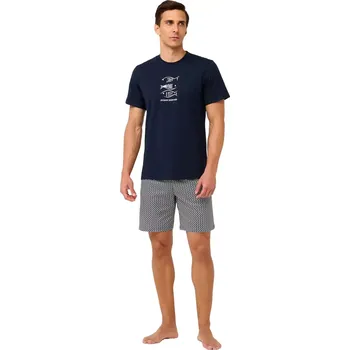 Pánské pyžamo Bavlněné pánské pyžamo Vamp s potiskem 22673 velikost XXL