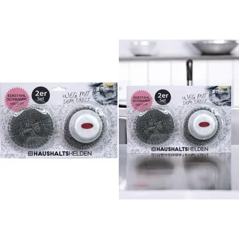 Talíř Nerezová drátěnka s rukojetí, sada 2 ks Nové