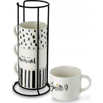 Sada 4 hrnků na stojanu Decor Tadar 300 ml