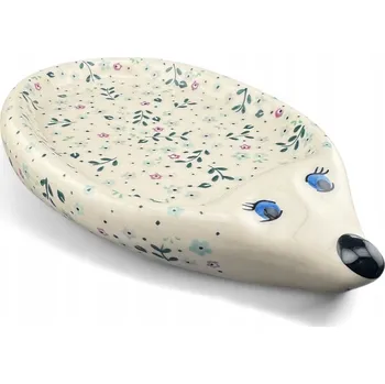 Miska ježek na řeřichu, zelené lístky, dek. 225 Ceramika Bolesławiec