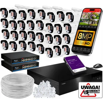 IP kamera Sada monitoringu 32 kamer 8MP IP POE B8 Ultimate DLM 4K Audio ZOOMx5