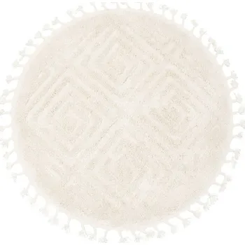 Koberec Koberec Berber 7061 Ivory krém Romby 3D, kruh