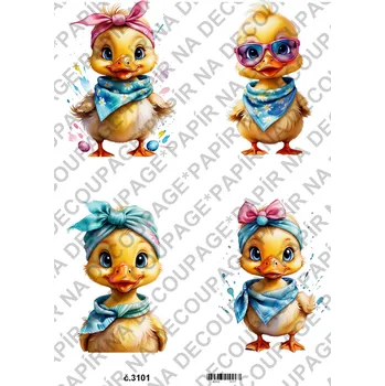 Umělecký papír Rýžový a soft papír na decoupage - Kačenka - KB3101 Materiál: Soft, Rozměr: A4