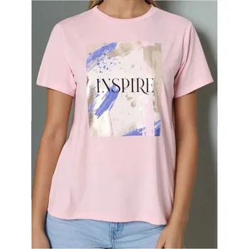 Dámské tričko Sinsay - Tričko s potiskem - růžová - 224IN-30X - 224IN-30X-XS