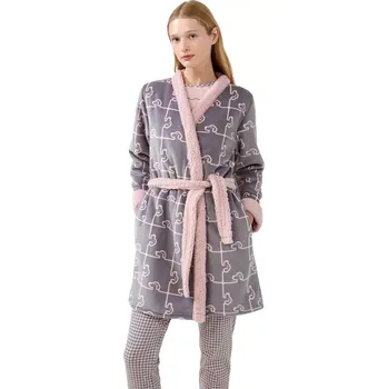 Dámský župan Zavinovací dámský fleecový župan Vamp 21482 gray thunder velikost 3XL