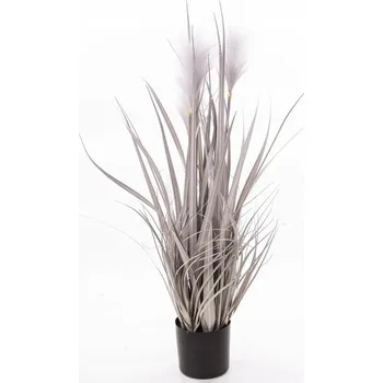 umělá květina Tráva umělá ozdobná tráva v květináči, šedá, 78 cm