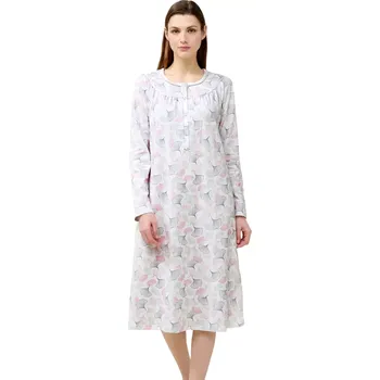 Dámská noční košile Dámská bavlněná noční košile s pastelovým vzorem a knoflíkovou légou Vamp 23293 gray silver velikost 4XL