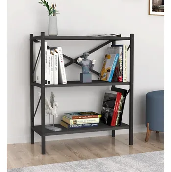 regál VerDesign TRIER 3 regál - knihovna, antracit/černá