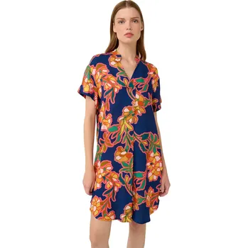 Dámské šaty Popelínové letní šaty Vamp s výstřihem do V 22451 blue lapis velikost XXL