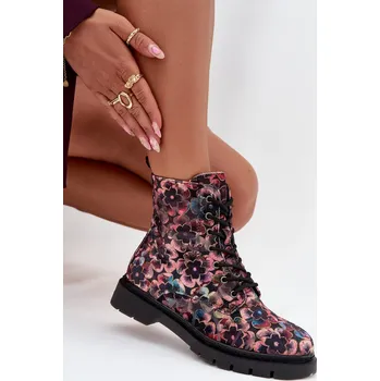 Dámské kozačky Dámské zimní kotníkové boty květinové Artiker 57C1050 multikolor Barva: Růžová, Velikost: 37