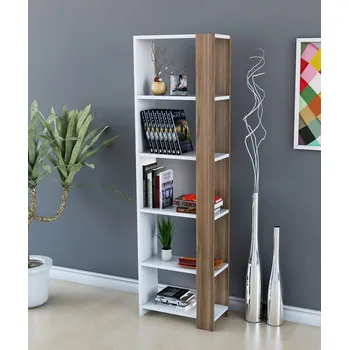 regál VerDesign SORA policový regál, ořech / bílá