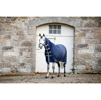 Deka pro koně Deka odpocovací Amigo Jersey Integrated, s krkem, navy/titanium grey & silver Délka zad: 140 cm