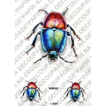 Umělecký papír Rýžový a soft papír na decoupage - Brouci - KB3025 Materiál: Soft, Rozměr: A4
