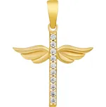 Zlatý přívěsek křížek Angelus ze žlutého zlata s Briliance Zirconia