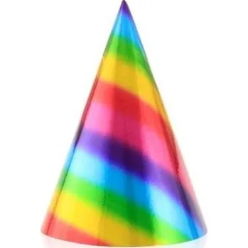 Party dekorace Papírové čepičky holografické duhové 6 ks