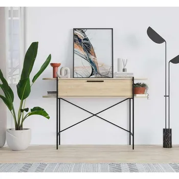 Konzolový stolek VerDesign Industriální konzolový stolek LUNA, dub / bílá Carrara