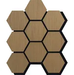 Alfistyle Akustický panel s dřevěnou dýhou Hexagon - dub hnědý