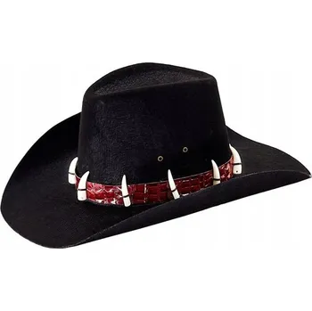 KOVBOJSKÝ KLOBOUK ČERNÝ, PLSTĚNÝ, WESTERN, KARNEVAL, HALLOWEEN