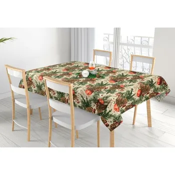 ubrus Bellatex Ubrus Šišky a jablka vánoční, 100 x 100 cm, zelená