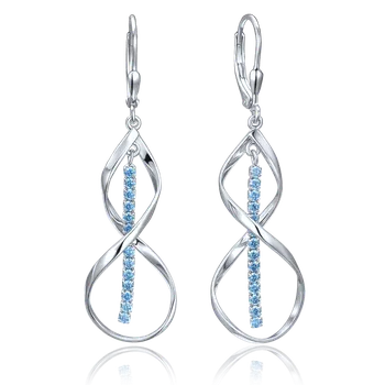 Náušnice 4381 MINET Moderní stříbrné náušnice s modrými zirkony