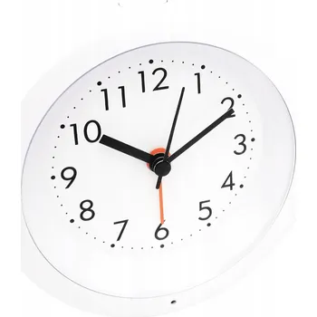 Budík Analogový budík Mebus bílý 10 cm se světelným senzorem a funkcí snooze