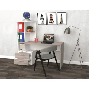 Psací stůl VerDesign DENY pracovní stůl, bílý/šedý dub-levý