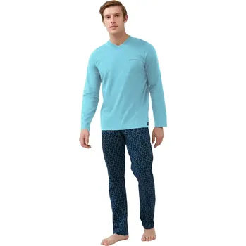 Pánské pyžamo Bavlněné pyžamo pro muže Vamp 21681 blue maui velikost XXL