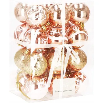 Vánoční dekorace VÁNOČNÍ BAŇKY NA STROMEČEK 6 cm NEROZBITNÉ VÁNOČNÍ KOULE 24 ks GOLD ROSE VÁNOČNÍ OZDOBY