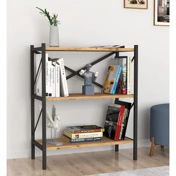 regál VerDesign TRIER 3 regál - knihovna, borovice/černá