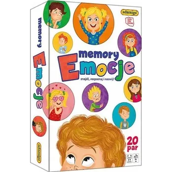 Desková hra Desková hra Memory - Emoce, vzdělávací hry pro předškoláky, pexeso pro malé děti, hry rozvíjející paměť pro celou rodinu, rodinné hry Adamigo gra towarzyska planszówka dla rodziny 3+