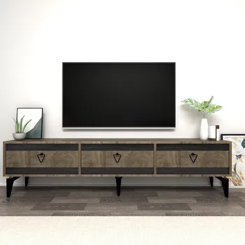 Televizní stolek VerDesign SAFIR TV stolek na nožičkách, ořech / černá