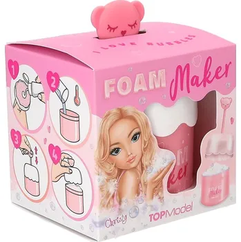 Výrobník pěny Top Model Beauty&Me - Christy – růžový výrobník pěny od Top Model s bílým víčkem a ozdobou v podobě hlavičky medvídka. Z mýdla nebo gelu na mytí vytvoří jemnou pěnu.