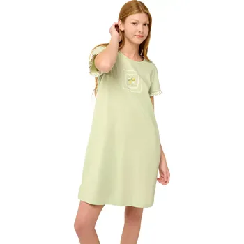 Dámská noční košile Bavlněná letní noční košile s potiskem na hrudi Vamp 22234 green fog velikost XXL