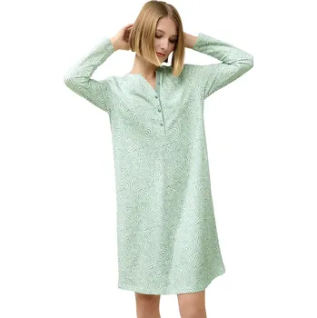 Dámská noční košile Dámská elegantní bavlněná noční košile s dlouhým rukávem Vamp 23260 green frosty velikost XXL