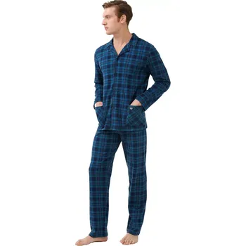 Pánská móda Pánské kárované pyžamo Vamp s knoflíky 21622 velikost XXL