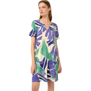 Dámské šaty Viskózové letní šaty s tropickým květinovým potiskem 22471 blue boa velikost XXL