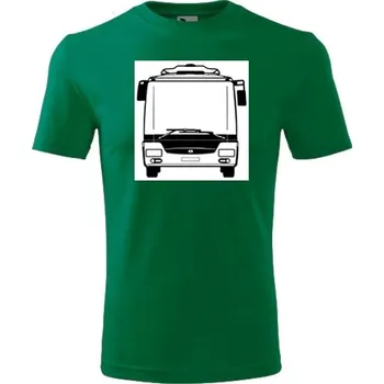 Chlapecké tričko Zelené dětské tričko s autobusem SOR NB12 - dárek pro malého příznivce autobusů - barva zelená - velikost 10let