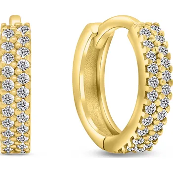 Náušnice Brilio Silver Blyštivé pozlacené kruhové náušnice se zirkony EA502Y + 2 měsíce na vrácení zboží