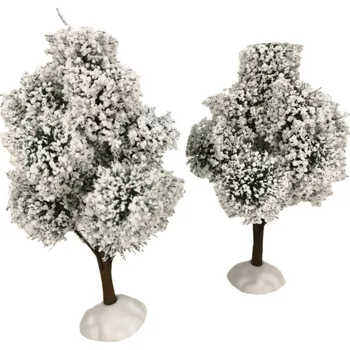 Vánoční dekorace Sada 2ks zasněžených stromů 15 cm