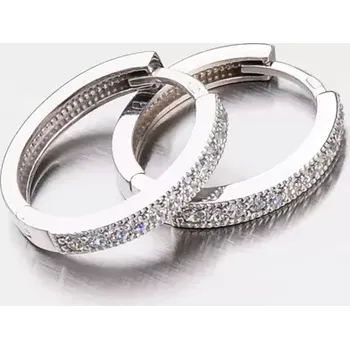 Náušnice Dámské náušnice oválky se zirkony v bílém zlatě 12-338