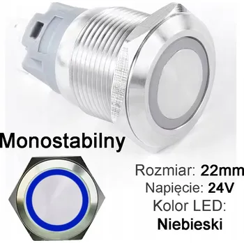 vypínač Antivandalový monostabilní zvonkový spínač 22mm 24V LED Modrý ST