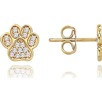 Náušnice Leru Zlaté náušnice tlapky s bílými zirkony na puzetu