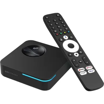 Multimediální centrum Černý TV box Android 12 streamovací přehrávač médií 4K 60fps 4+32GB WiFi 2.4G/5G Bluetooth Ethernet USB HDMI dálkový ovladač