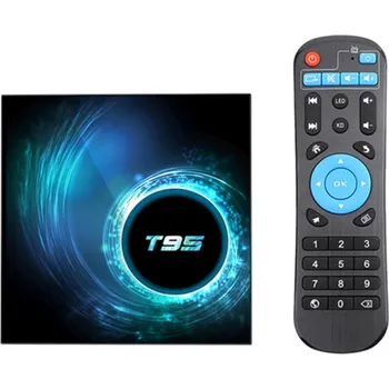 Multimediální centrum TV Box Android 14 6K 30fps Multimediální přehrávač 8+128GB HDMI IR dálkový ovladač WiFi 2.4G/5G 100M Ethernet Bluetooth 2x USB